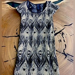 Bebe Bodycon Dress - Black and Gold - Size Small